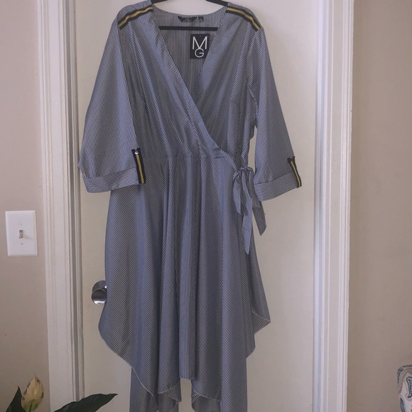 Pinstriped Wrap Dress Plus Size 1X - Picture 5 of 6